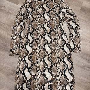 Leith Snake Print Long Sleeve Mock Neck Body-con Dress
